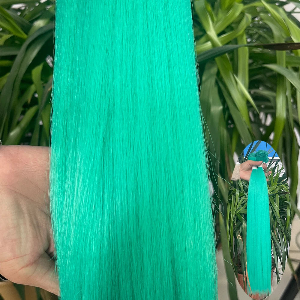 Straight Hair Bundle Super Long Synthetic Weave Hair Extension Fake Yaki Straight Hair Weaving Orange Color Full to End YunRong