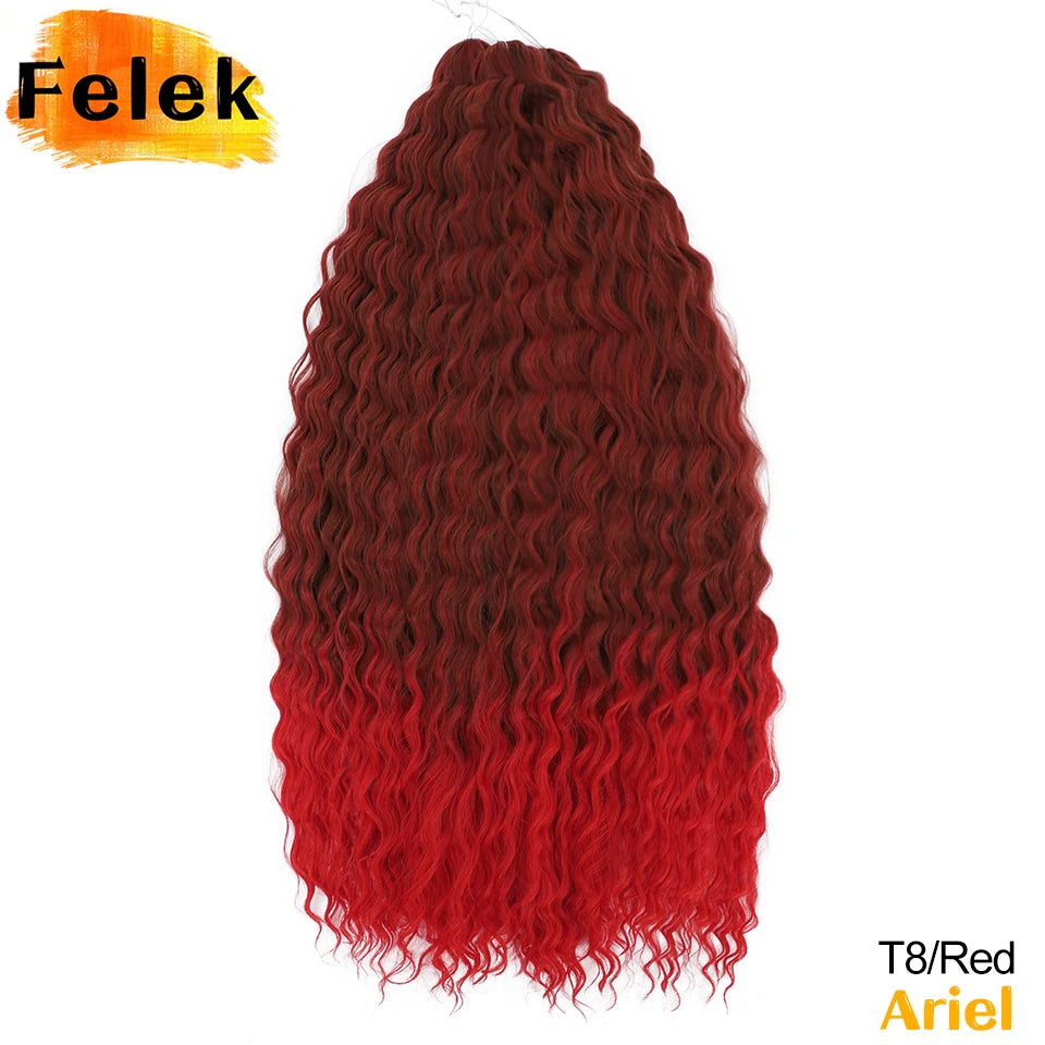 Ariel Curl Hair Synthetic Water Wave Twist Crochet Hair Braid Hair Ombre Blonde Pink 22 Inch Deep Wave Braiding Hair Extension