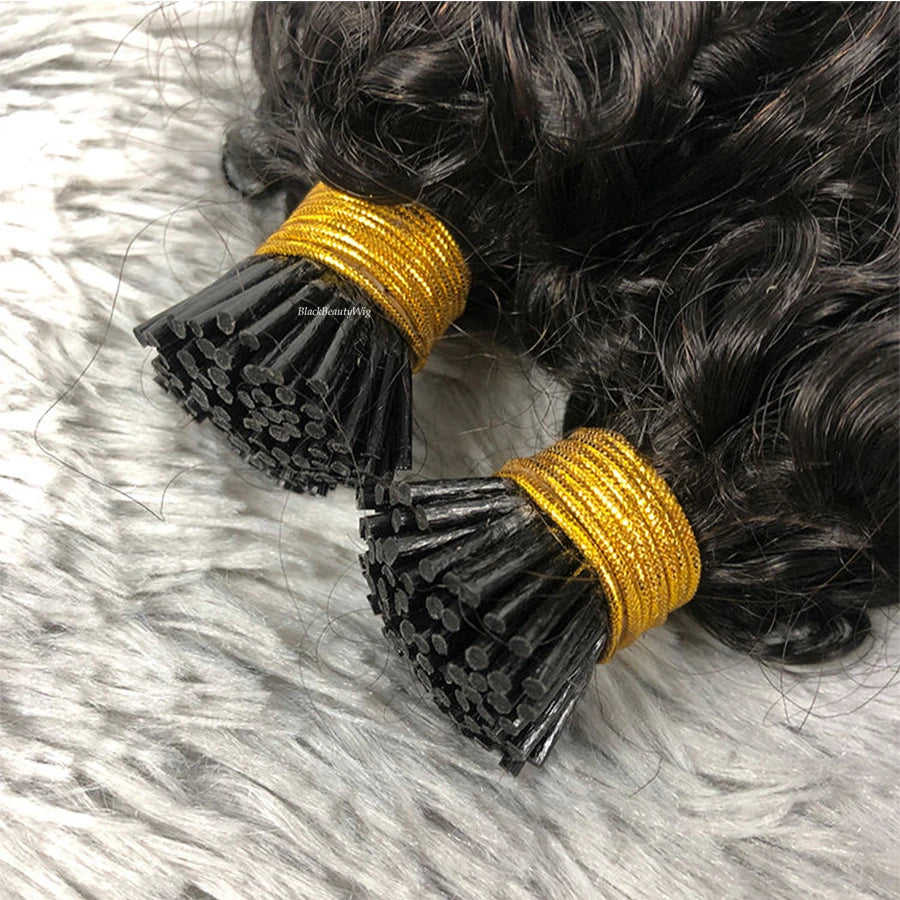 Sassy Curly I Tip Human Hair Extension Brazilian Remy Hair Microlink Pre Bonded Soft Curly Stick I Tip Hair 100g 100strands