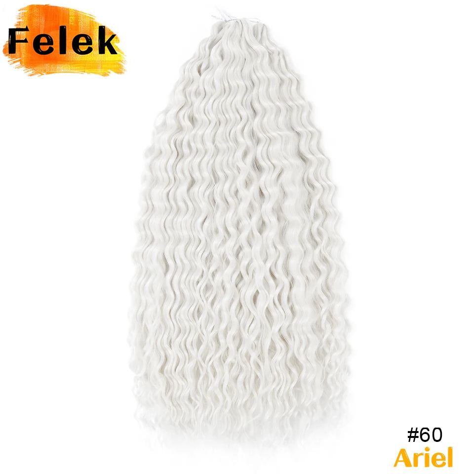 Ariel Curl Hair Synthetic Water Wave Twist Crochet Hair Braid Hair Ombre Blonde Pink 22 Inch Deep Wave Braiding Hair Extension