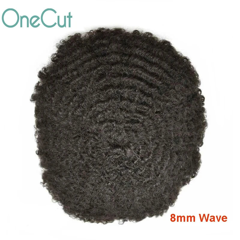 Injection SKIN Full PU 4mm-25mm Afro Curl With Knot Men Toupee Human Hair System Unit Male Hair Capillary Prosthesis Wig For Man