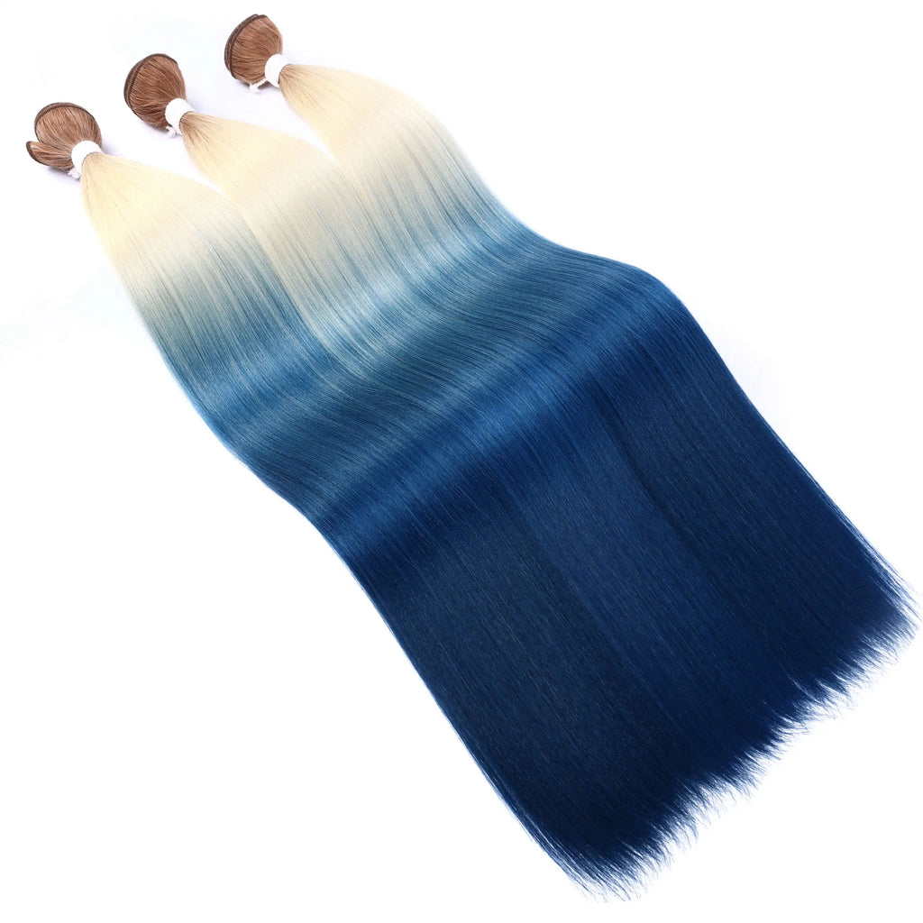 Straight Hair Bundle Super Long Synthetic Weave Hair Extension Fake Yaki Straight Hair Weaving Orange Color Full to End YunRong