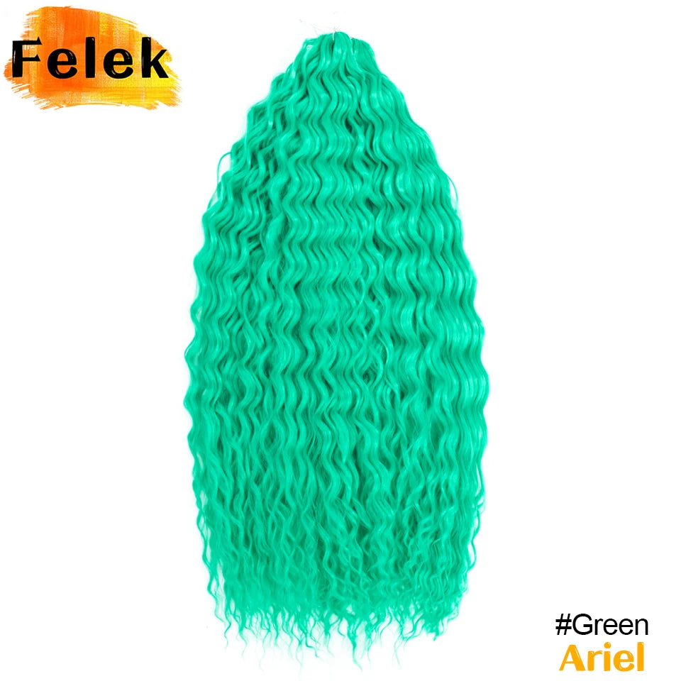 Ariel Curl Hair Synthetic Water Wave Twist Crochet Hair Braid Hair Ombre Blonde Pink 22 Inch Deep Wave Braiding Hair Extension