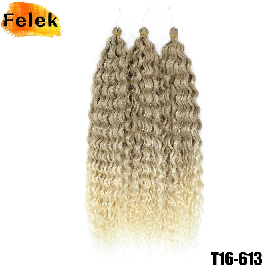Ariel Curl Hair Synthetic Water Wave Twist Crochet Hair Braid Hair Ombre Blonde Pink 22 Inch Deep Wave Braiding Hair Extension