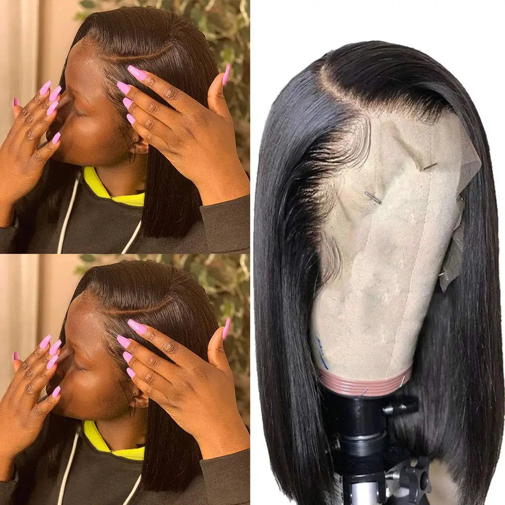 Short Bob Wig Straight 13x4 Lace Front Wig Human Hair Wigs Pre Plucked Front Wig Brazilian Lace Wigs