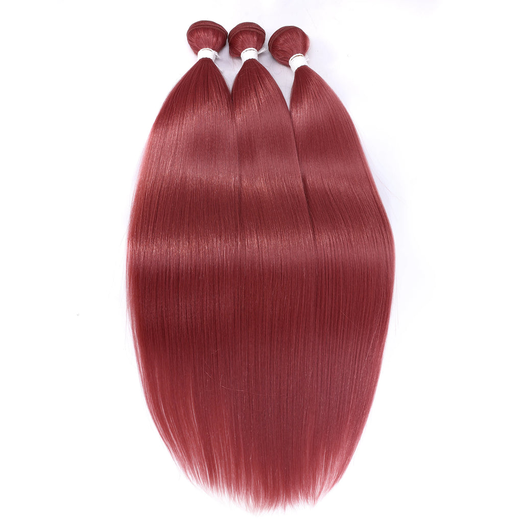 Straight Hair Bundle Super Long Synthetic Weave Hair Extension Fake Yaki Straight Hair Weaving Orange Color Full to End YunRong