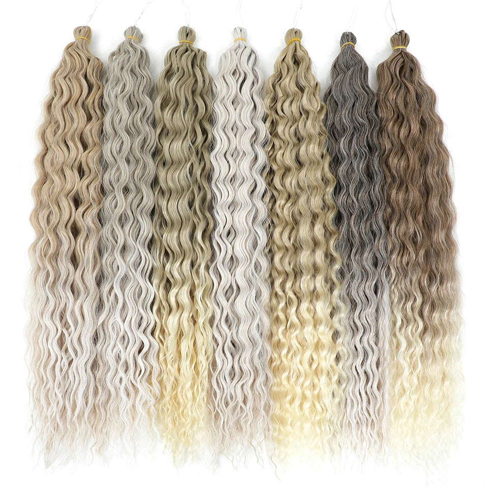 Ariel Curl Hair Synthetic Water Wave Twist Crochet Hair Braid Hair Ombre Blonde Pink 22 Inch Deep Wave Braiding Hair Extension
