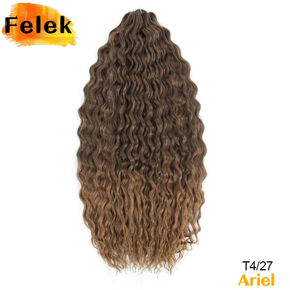 Ariel Curl Hair Synthetic Water Wave Twist Crochet Hair Braid Hair Ombre Blonde Pink 22 Inch Deep Wave Braiding Hair Extension