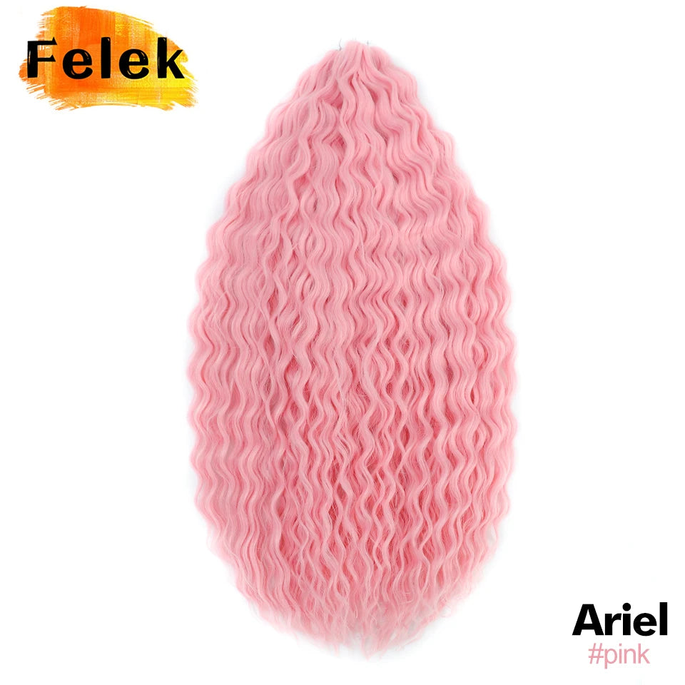 Ariel Curl Hair Synthetic Water Wave Twist Crochet Hair Braid Hair Ombre Blonde Pink 22 Inch Deep Wave Braiding Hair Extension