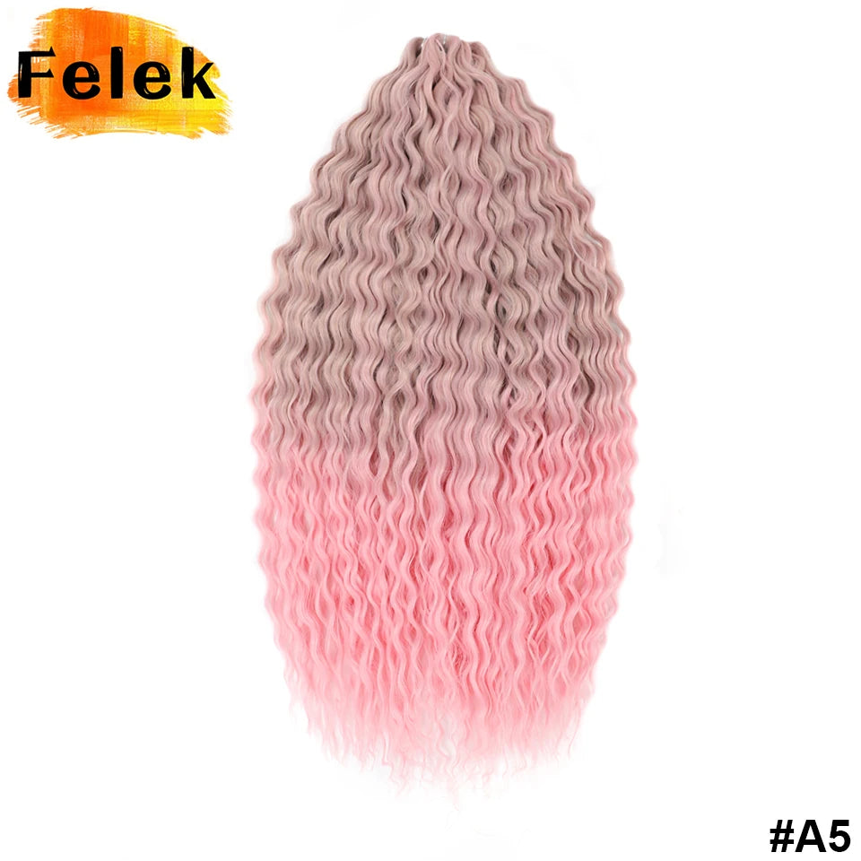 Ariel Curl Hair Synthetic Water Wave Twist Crochet Hair Braid Hair Ombre Blonde Pink 22 Inch Deep Wave Braiding Hair Extension