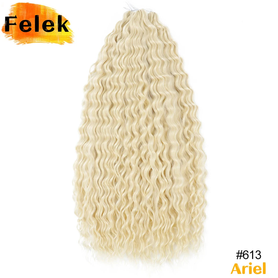 Ariel Curl Hair Synthetic Water Wave Twist Crochet Hair Braid Hair Ombre Blonde Pink 22 Inch Deep Wave Braiding Hair Extension