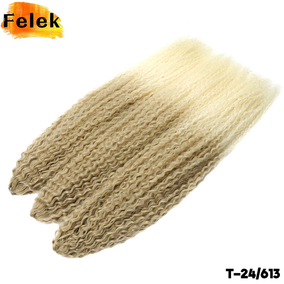 20-30 Inch Afro Curl Kinky Curly Crochet Braiding Hair Extensions Brazilian Braids Synthetic Ombre Pink Ginger Hair For Women