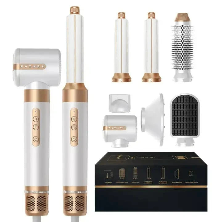 7 in 1 Hair Dryer 1400W Straightener Hair Brush Hot Comb Professional Auto Wrap Dryer&Straightening Brush Automatic Curling Iron