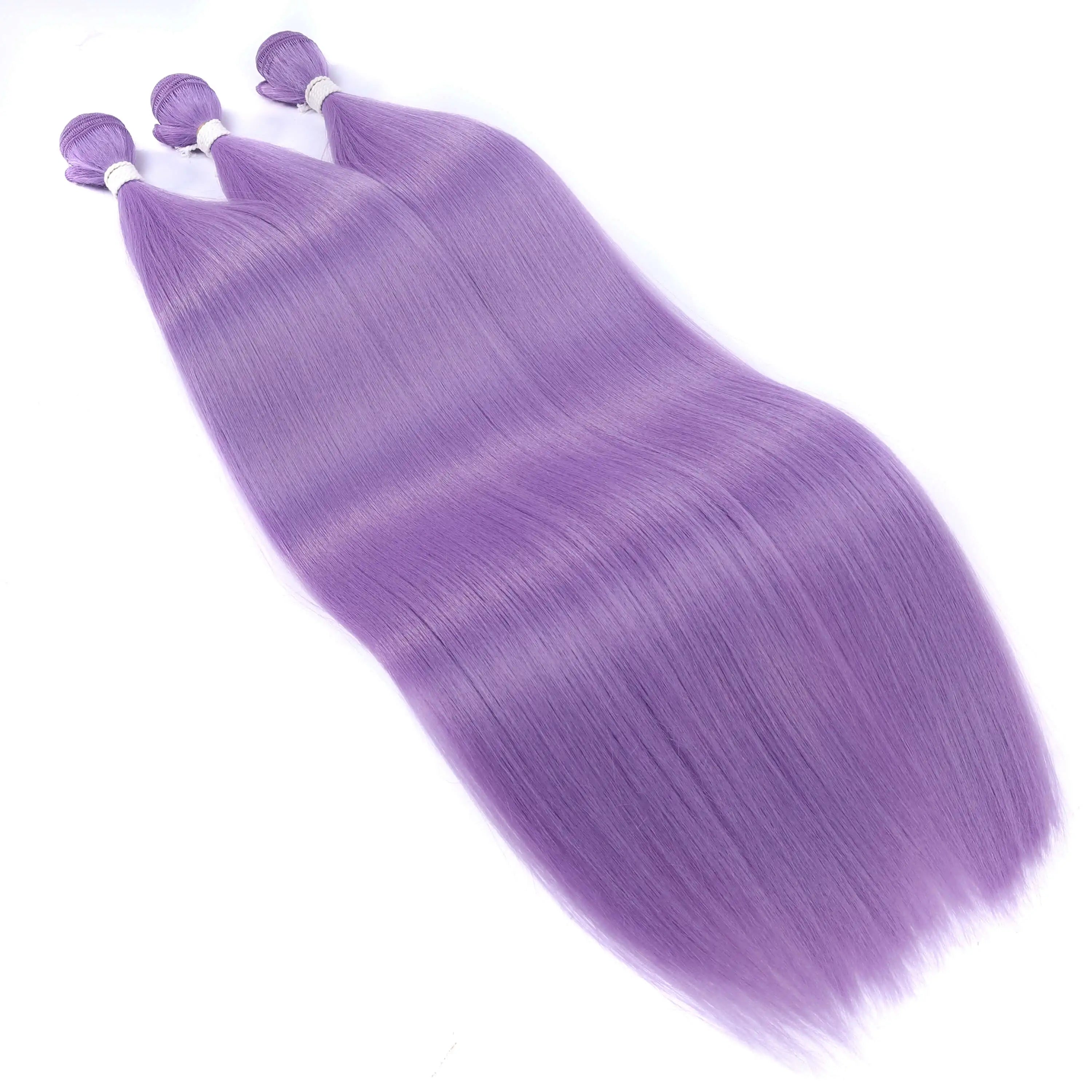 Straight Hair Bundle Super Long Synthetic Weave Hair Extension Fake Yaki Straight Hair Weaving Orange Color Full to End YunRong