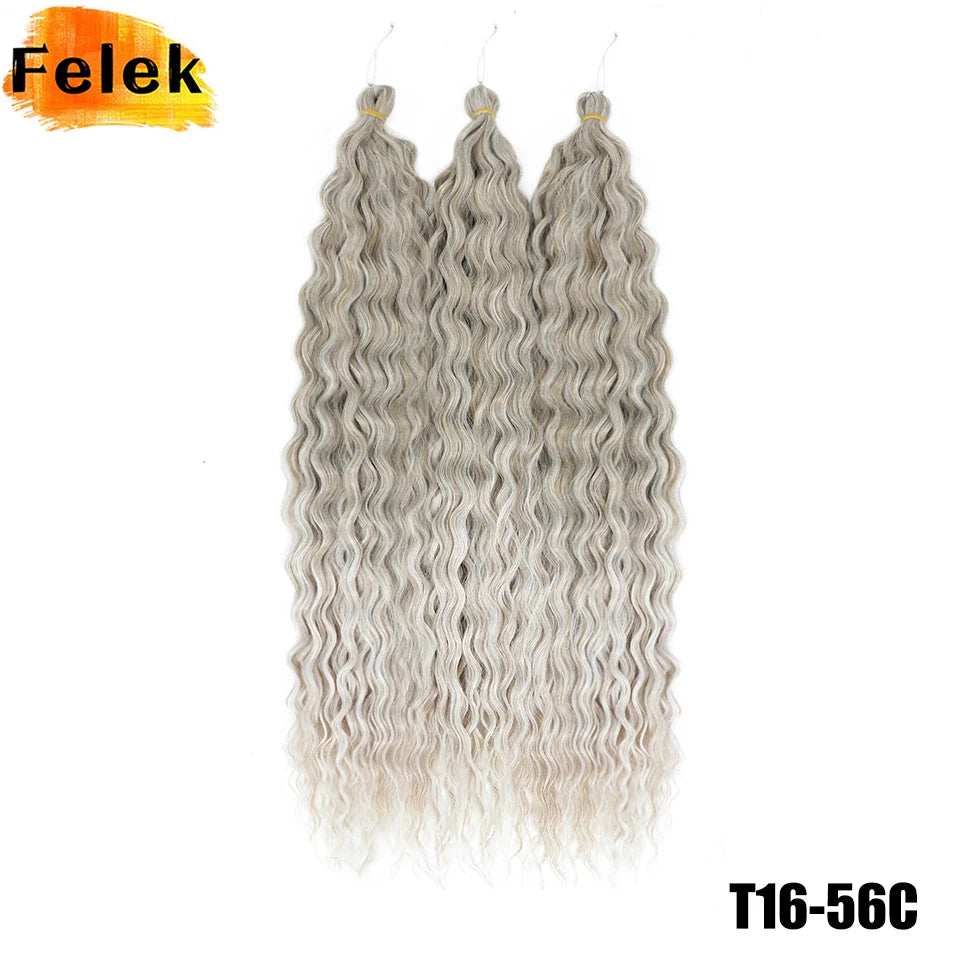 Ariel Curl Hair Synthetic Water Wave Twist Crochet Hair Braid Hair Ombre Blonde Pink 22 Inch Deep Wave Braiding Hair Extension