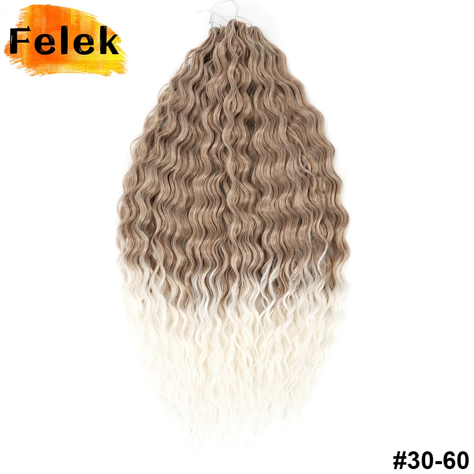 Ariel Curl Hair Synthetic Water Wave Twist Crochet Hair Braid Hair Ombre Blonde Pink 22 Inch Deep Wave Braiding Hair Extension