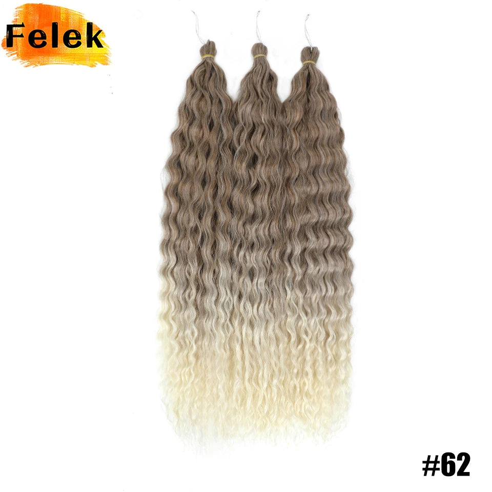 Ariel Curl Hair Synthetic Water Wave Twist Crochet Hair Braid Hair Ombre Blonde Pink 22 Inch Deep Wave Braiding Hair Extension