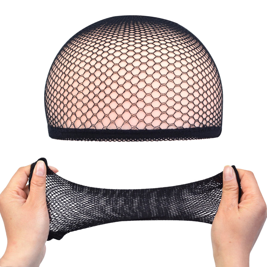 2 Pieces Hair Nets Open Ended Wig Cap Mesh Stocking Cap Weaving Hairnet Wig Accessories for Women Hair Extension Tool