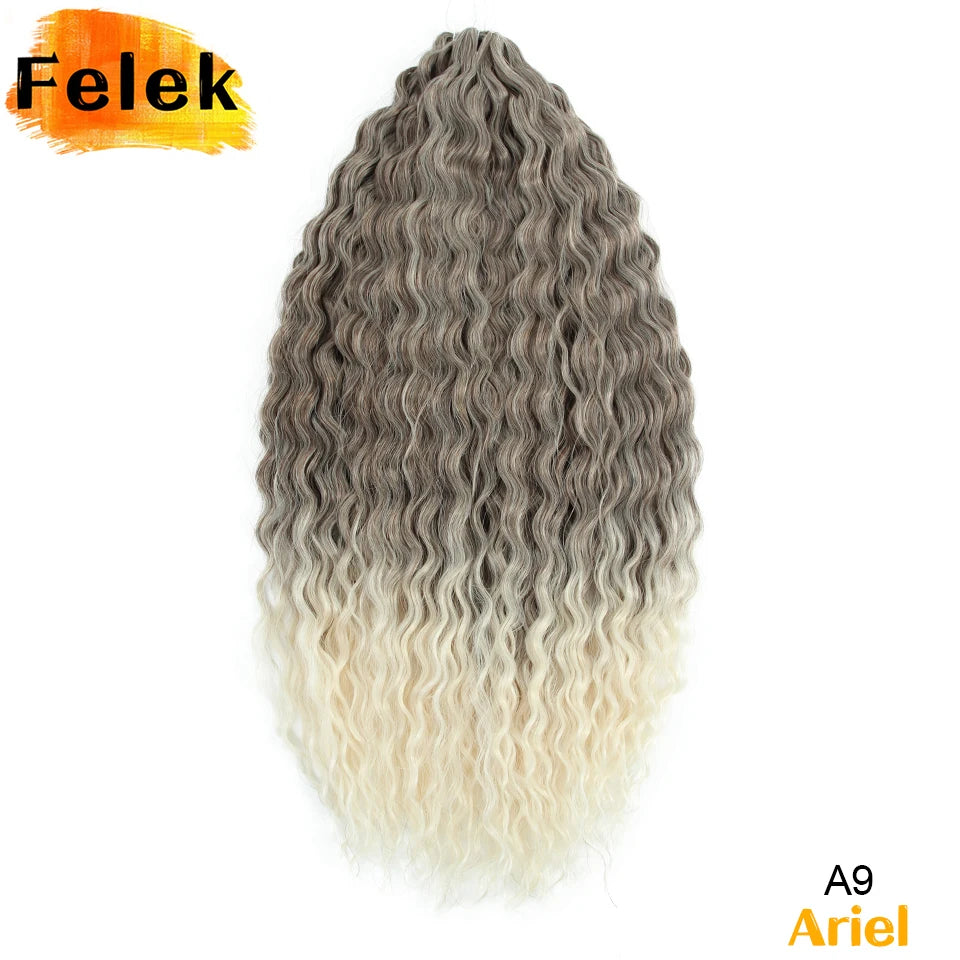 Ariel Curl Hair Synthetic Water Wave Twist Crochet Hair Braid Hair Ombre Blonde Pink 22 Inch Deep Wave Braiding Hair Extension
