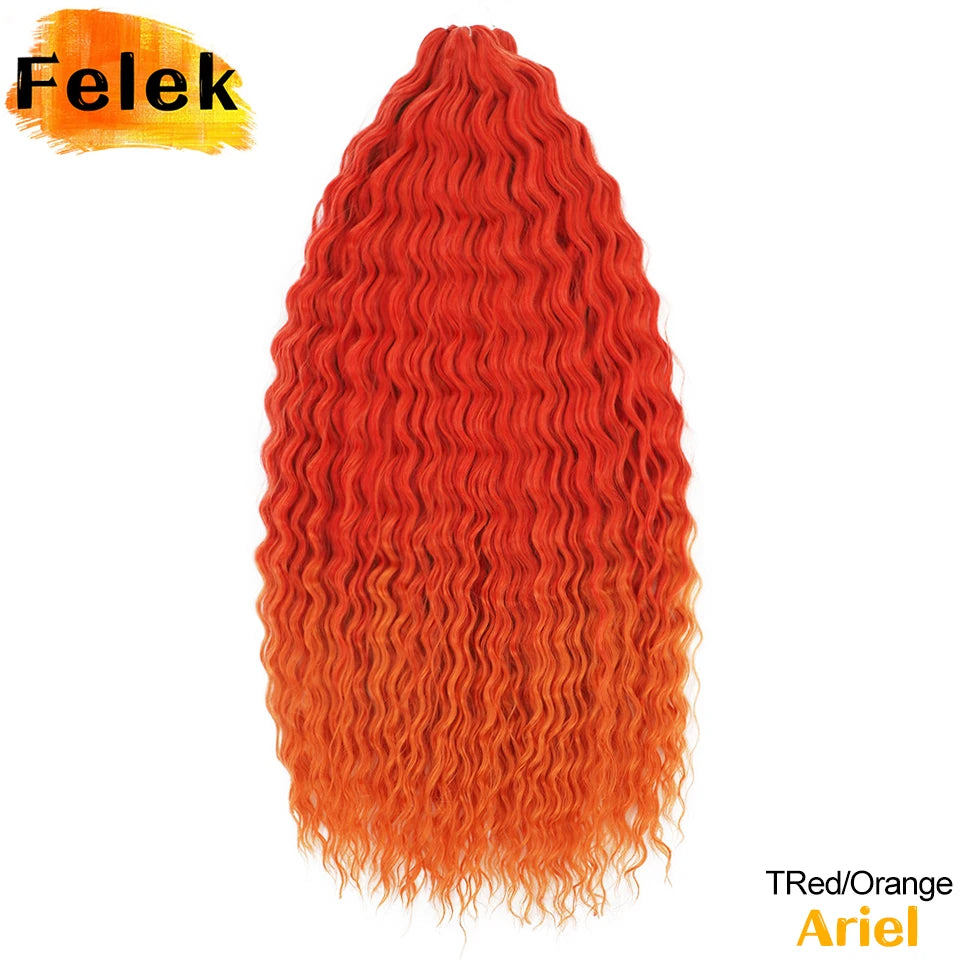 Ariel Curl Hair Synthetic Water Wave Twist Crochet Hair Braid Hair Ombre Blonde Pink 22 Inch Deep Wave Braiding Hair Extension