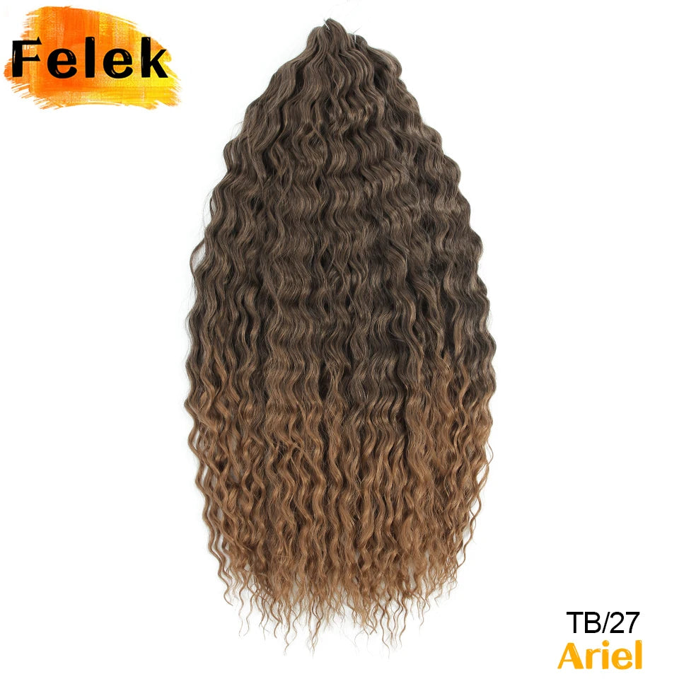 Ariel Curl Hair Synthetic Water Wave Twist Crochet Hair Braid Hair Ombre Blonde Pink 22 Inch Deep Wave Braiding Hair Extension