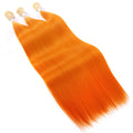Straight Hair Bundle Super Long Synthetic Weave Hair Extension Fake Yaki Straight Hair Weaving Orange Color Full to End YunRong