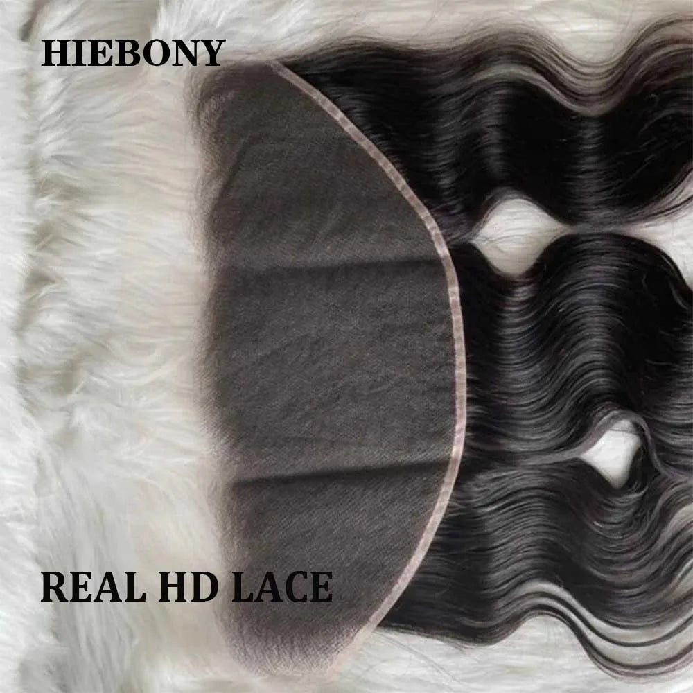 HiEbony Body Wave 13x6 HD Lace Frontal 100% Human Hair Invisiable 5x5/6x6/7x7 HD Lace Closure Melt Skins Pre Plucked Hairline