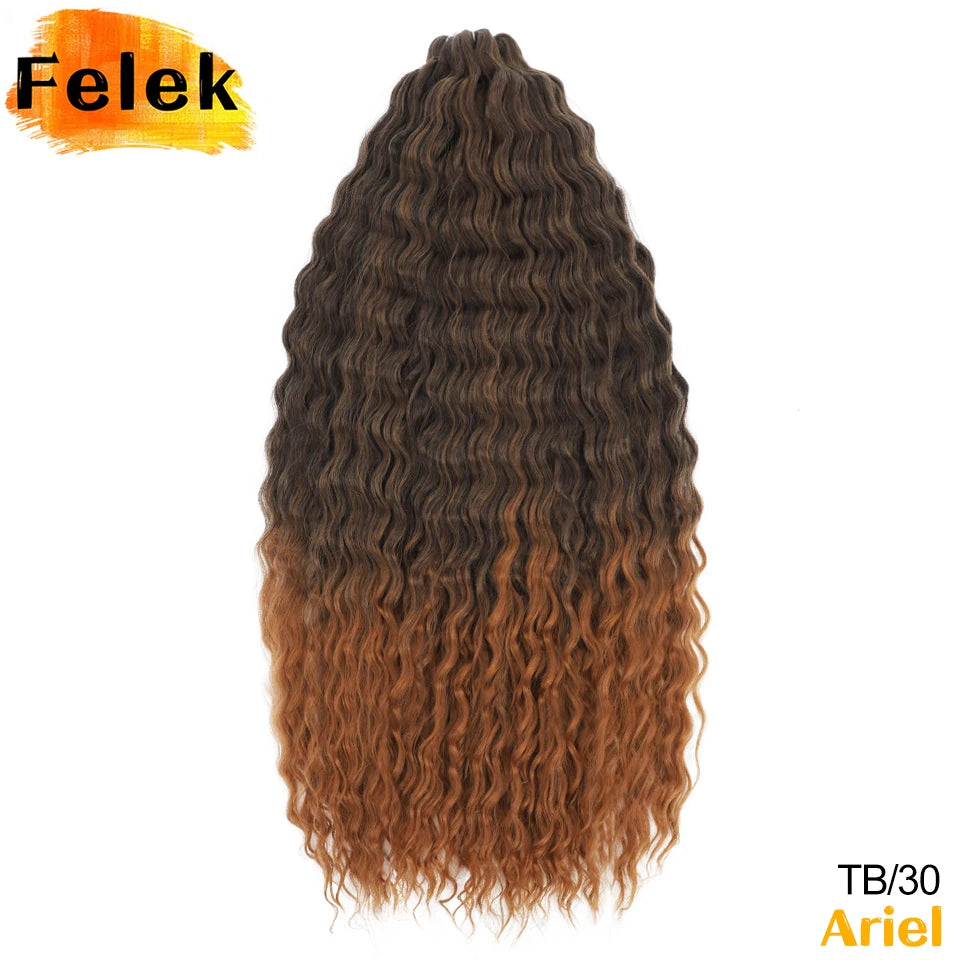 Ariel Curl Hair Synthetic Water Wave Twist Crochet Hair Braid Hair Ombre Blonde Pink 22 Inch Deep Wave Braiding Hair Extension