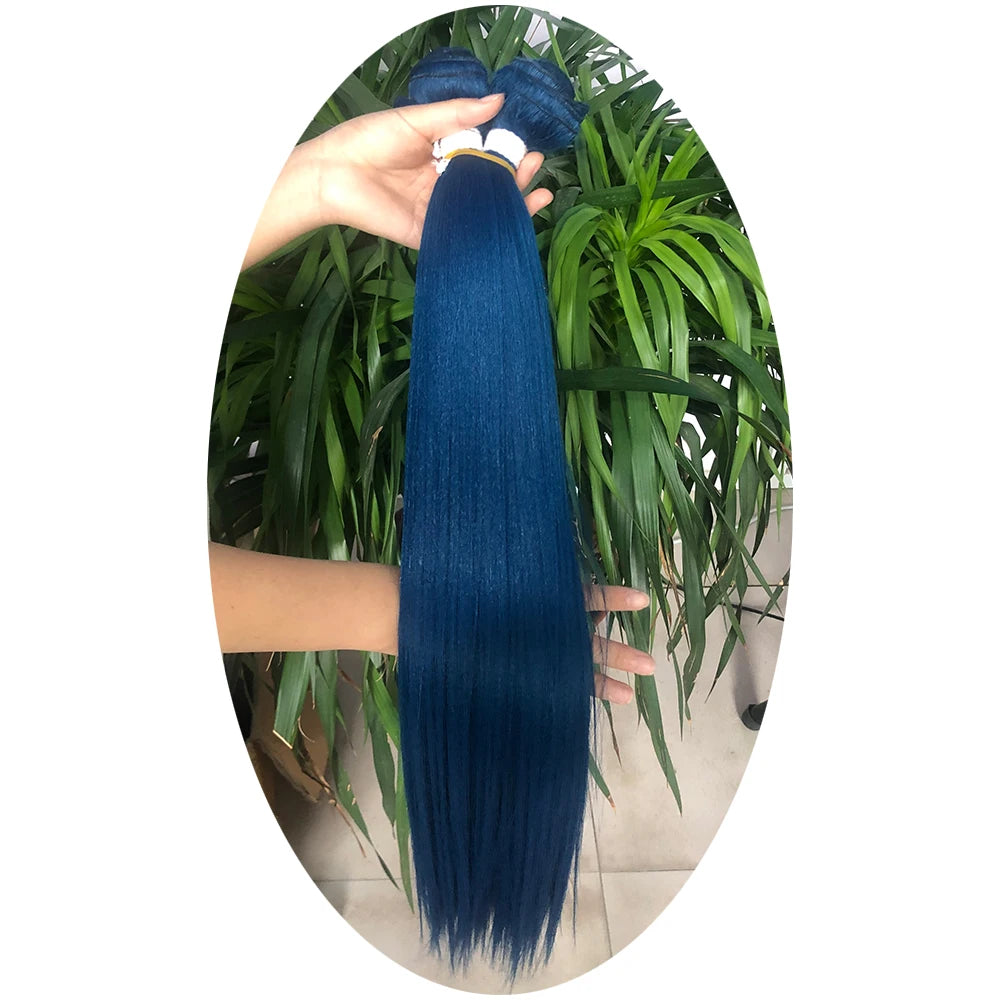 Straight Hair Bundle Super Long Synthetic Weave Hair Extension Fake Yaki Straight Hair Weaving Orange Color Full to End YunRong