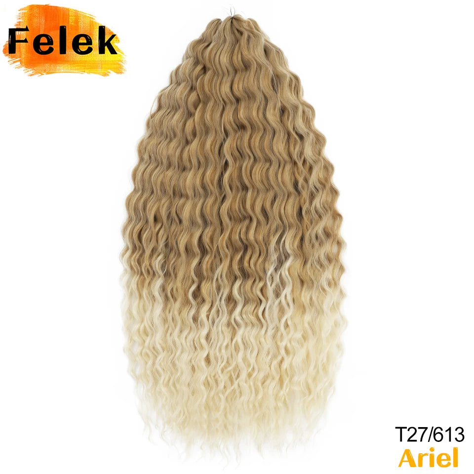 Ariel Curl Hair Synthetic Water Wave Twist Crochet Hair Braid Hair Ombre Blonde Pink 22 Inch Deep Wave Braiding Hair Extension