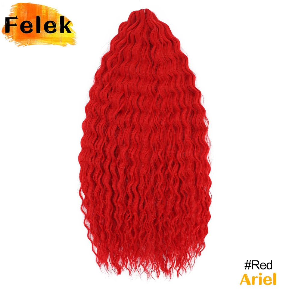 Ariel Curl Hair Synthetic Water Wave Twist Crochet Hair Braid Hair Ombre Blonde Pink 22 Inch Deep Wave Braiding Hair Extension