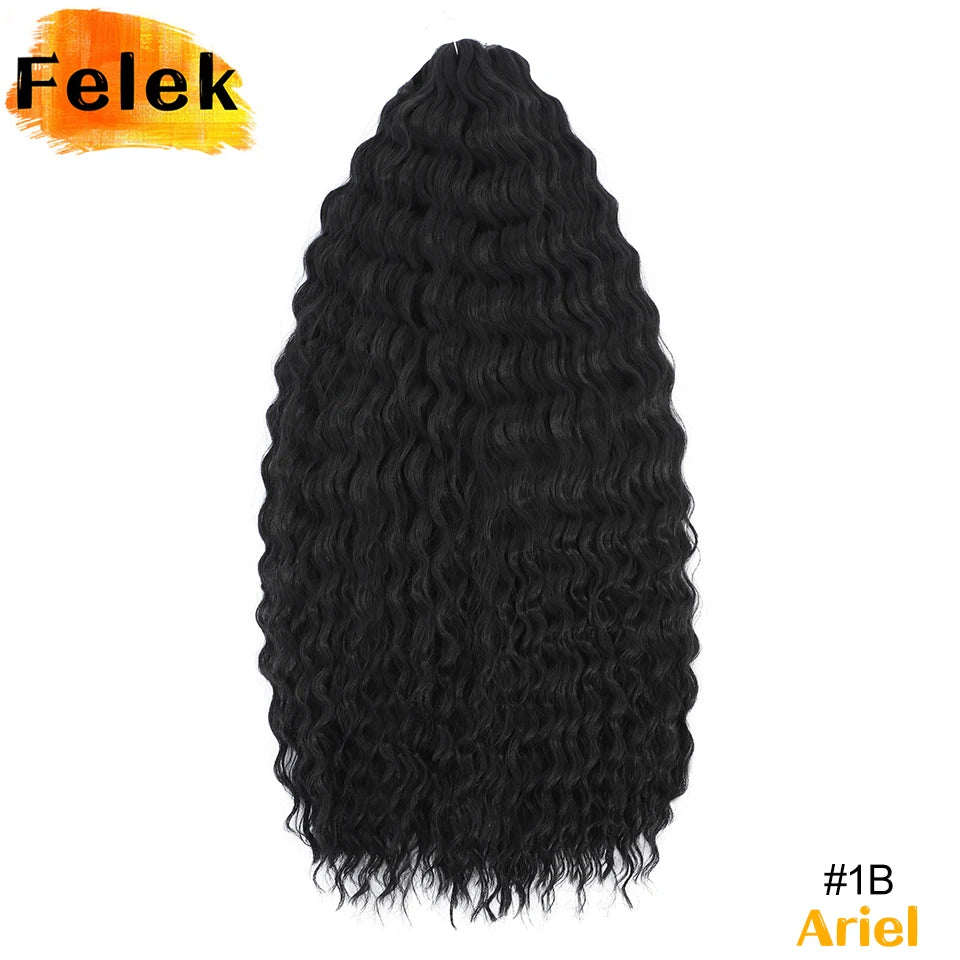 Ariel Curl Hair Synthetic Water Wave Twist Crochet Hair Braid Hair Ombre Blonde Pink 22 Inch Deep Wave Braiding Hair Extension