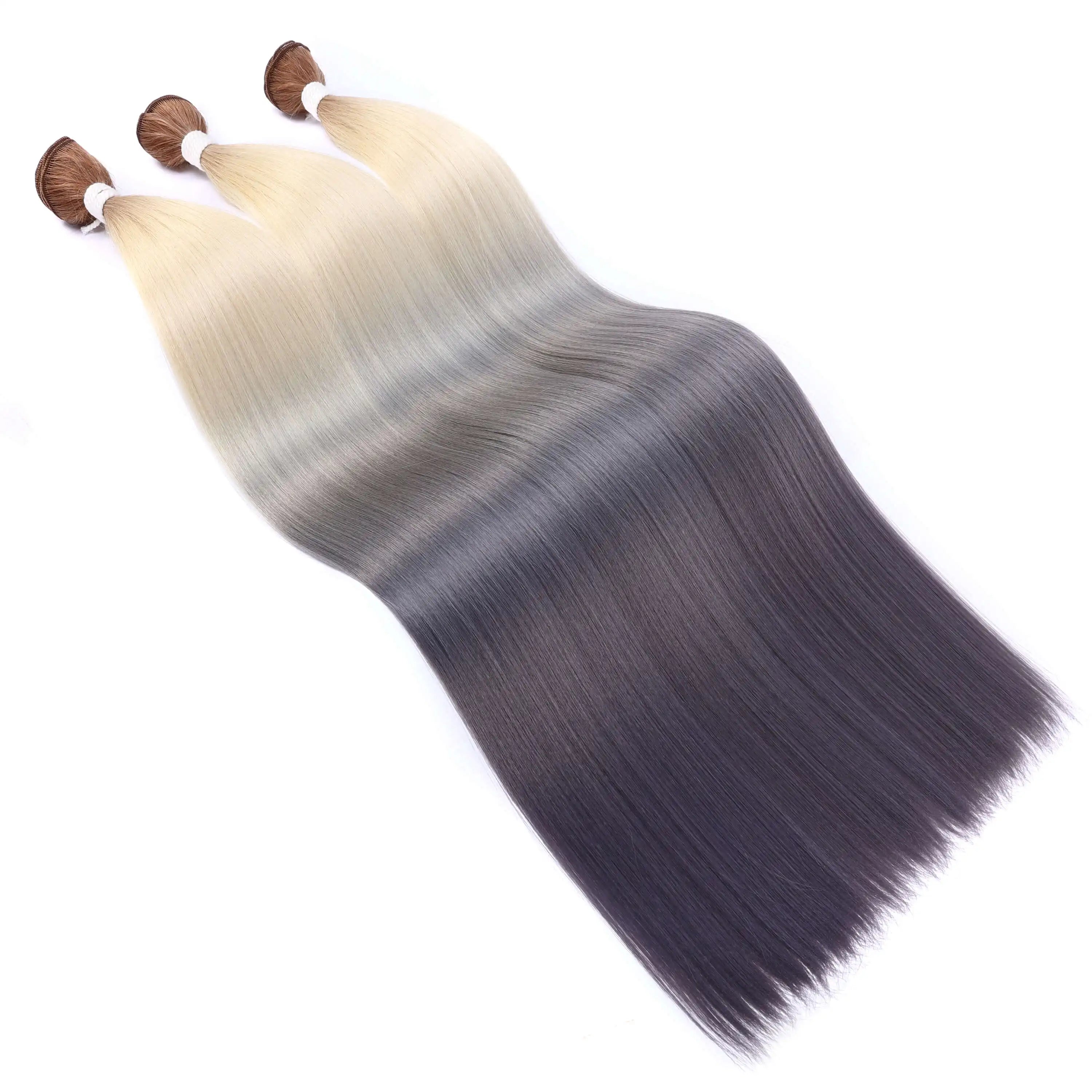 Straight Hair Bundle Super Long Synthetic Weave Hair Extension Fake Yaki Straight Hair Weaving Orange Color Full to End YunRong