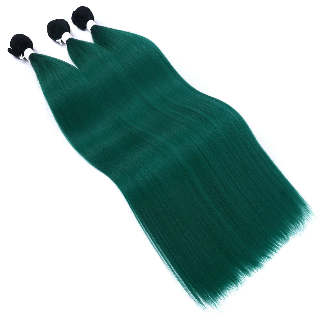 Straight Hair Bundle Super Long Synthetic Weave Hair Extension Fake Yaki Straight Hair Weaving Orange Color Full to End YunRong