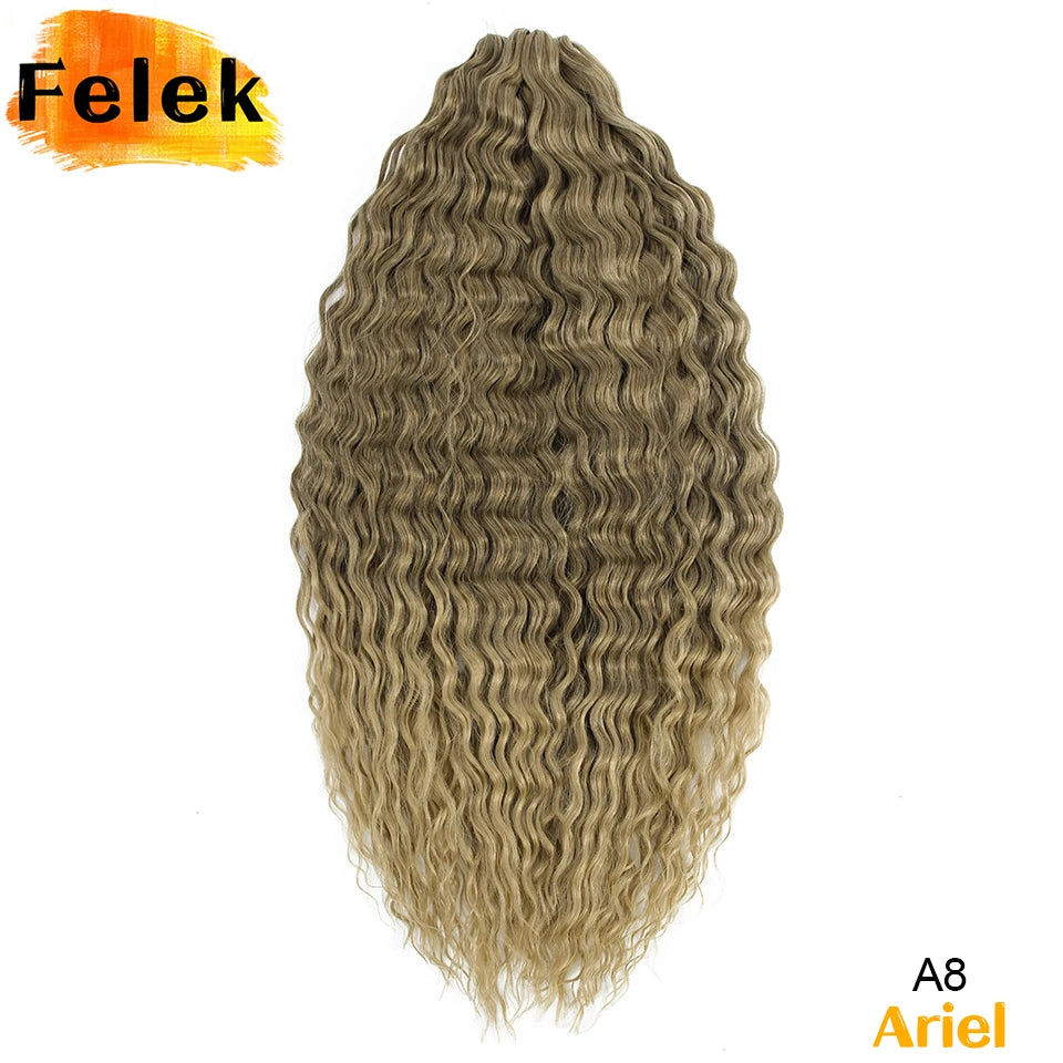 Ariel Curl Hair Synthetic Water Wave Twist Crochet Hair Braid Hair Ombre Blonde Pink 22 Inch Deep Wave Braiding Hair Extension