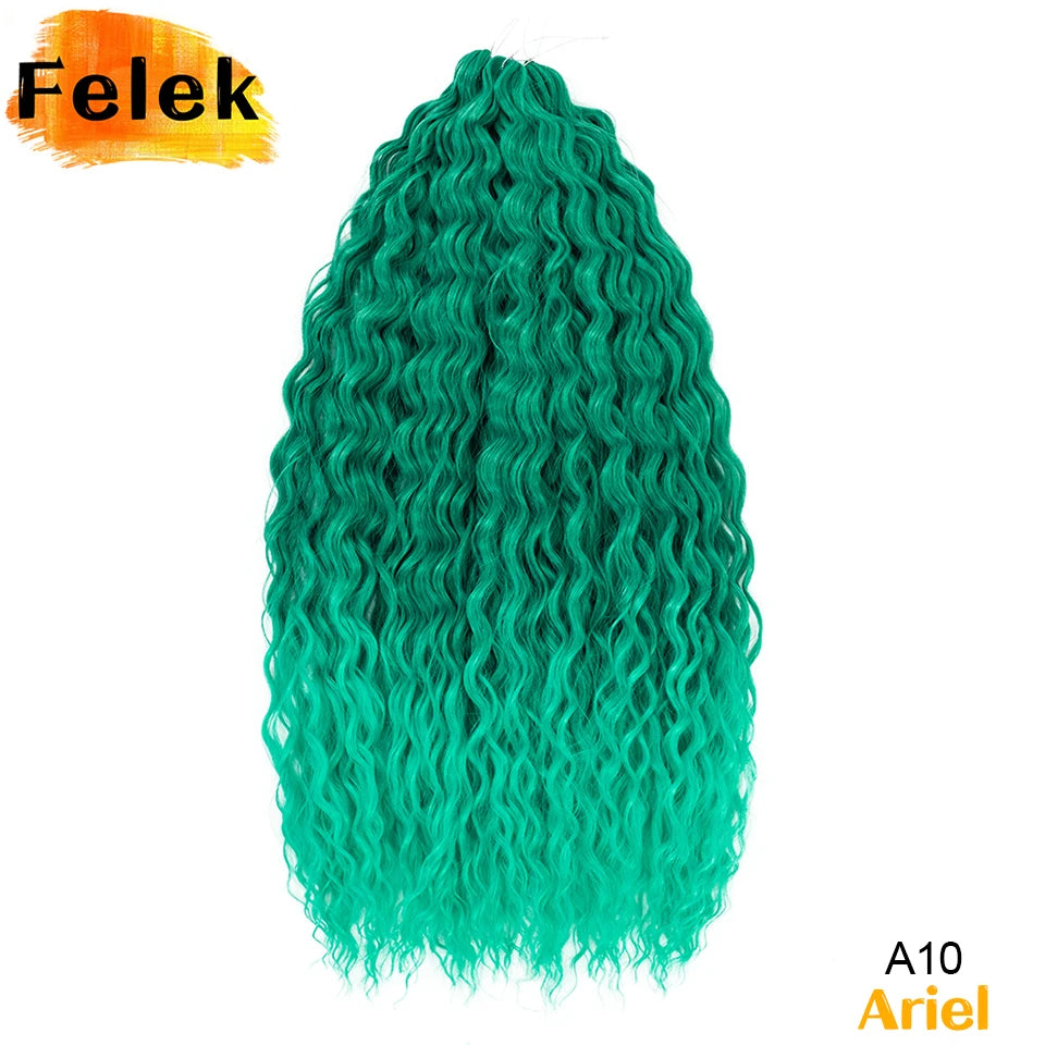 Ariel Curl Hair Synthetic Water Wave Twist Crochet Hair Braid Hair Ombre Blonde Pink 22 Inch Deep Wave Braiding Hair Extension