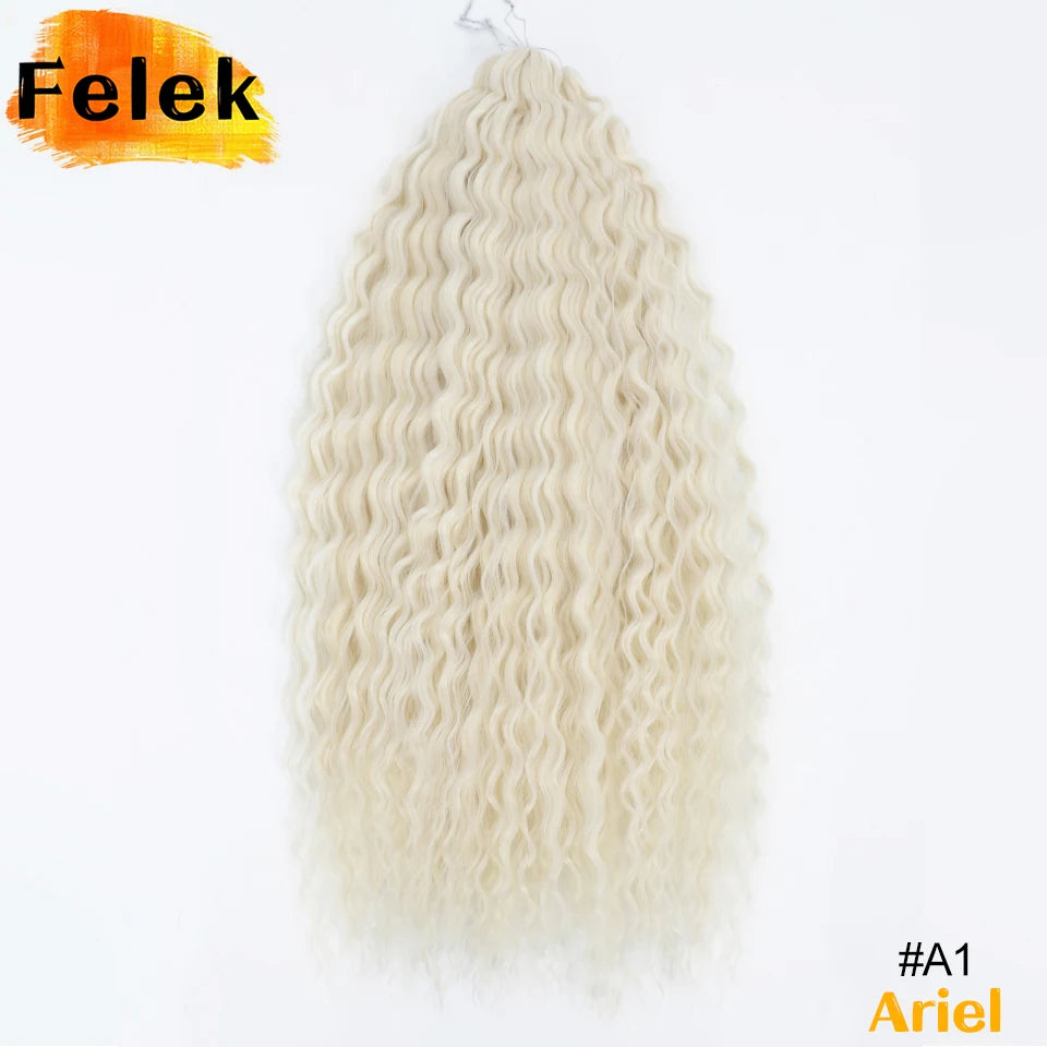 Ariel Curl Hair Synthetic Water Wave Twist Crochet Hair Braid Hair Ombre Blonde Pink 22 Inch Deep Wave Braiding Hair Extension