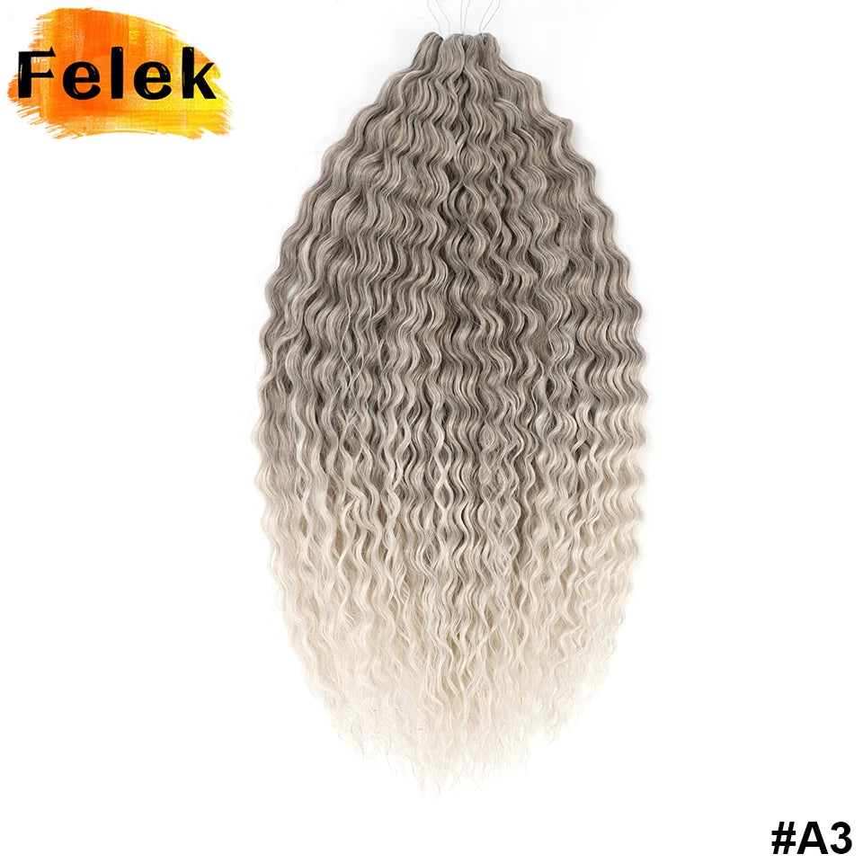 Ariel Curl Hair Synthetic Water Wave Twist Crochet Hair Braid Hair Ombre Blonde Pink 22 Inch Deep Wave Braiding Hair Extension