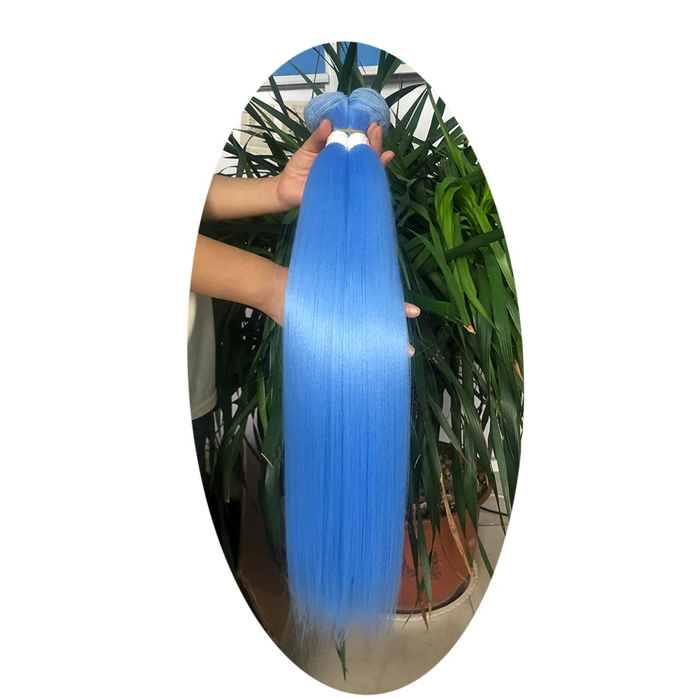 Straight Hair Bundle Super Long Synthetic Weave Hair Extension Fake Yaki Straight Hair Weaving Orange Color Full to End YunRong