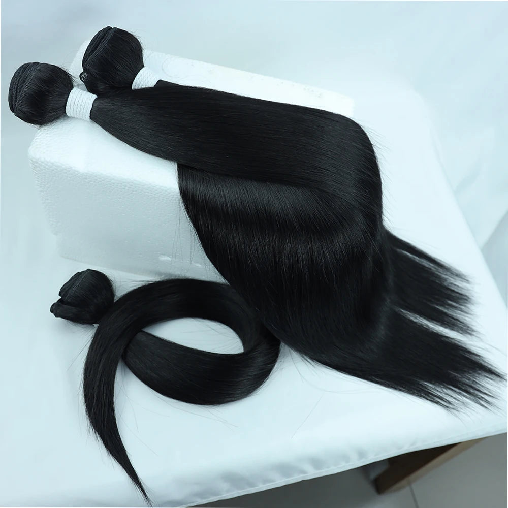 Straight Hair Bundle Super Long Synthetic Weave Hair Extension Fake Yaki Straight Hair Weaving Orange Color Full to End YunRong