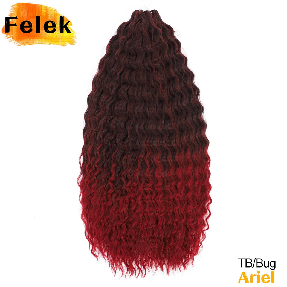Ariel Curl Hair Synthetic Water Wave Twist Crochet Hair Braid Hair Ombre Blonde Pink 22 Inch Deep Wave Braiding Hair Extension