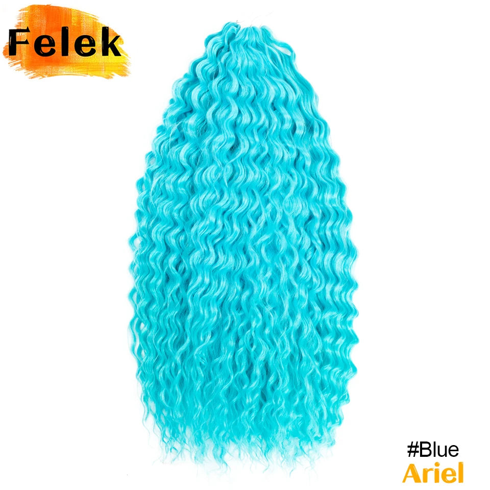 Ariel Curl Hair Synthetic Water Wave Twist Crochet Hair Braid Hair Ombre Blonde Pink 22 Inch Deep Wave Braiding Hair Extension