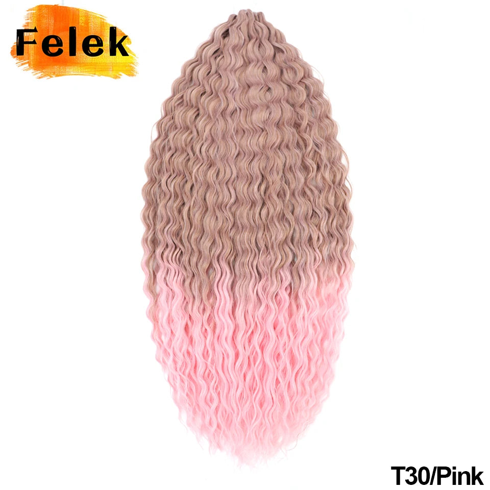 Ariel Curl Hair Synthetic Water Wave Twist Crochet Hair Braid Hair Ombre Blonde Pink 22 Inch Deep Wave Braiding Hair Extension