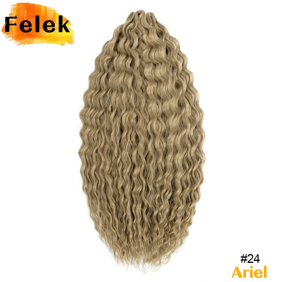 Ariel Curl Hair Synthetic Water Wave Twist Crochet Hair Braid Hair Ombre Blonde Pink 22 Inch Deep Wave Braiding Hair Extension