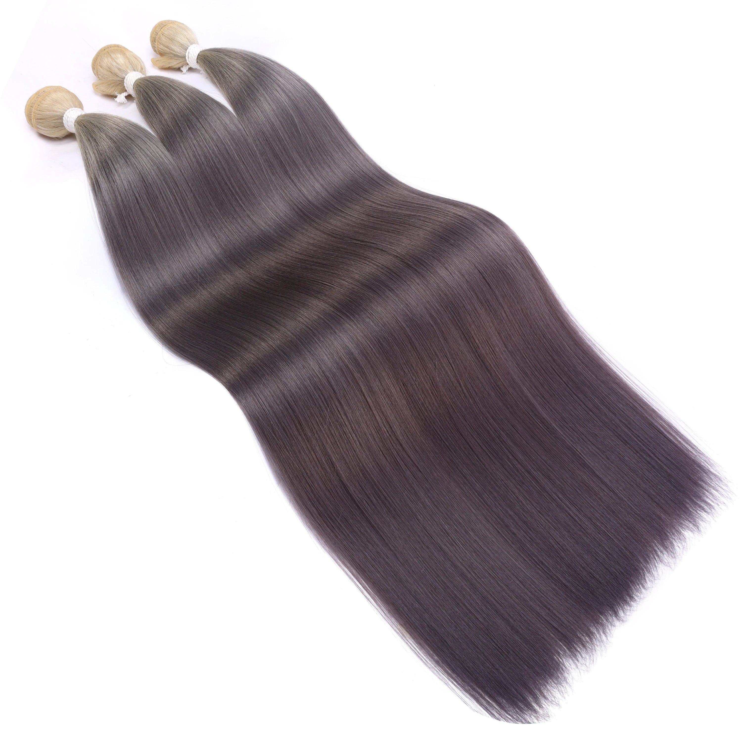 Straight Hair Bundle Super Long Synthetic Weave Hair Extension Fake Yaki Straight Hair Weaving Orange Color Full to End YunRong